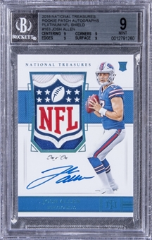 2019 Panini National Treasures #163 Josh Allen Signed NFL Shield Patch Rookie Card (#1/1) – BGS MINT 9/BGS 10